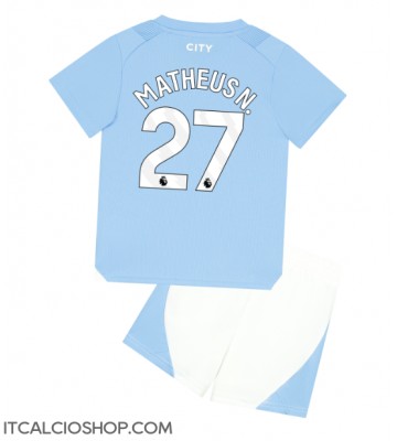 Manchester City Matheus Nunes #27 Prima Maglia Bambino 2023-24 Manica Corta (+ Pantaloni corti)
